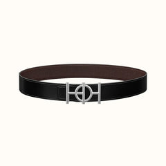 ULYSSE BELT BUCKLE & REVERSIBLE CHOCOLATE BROWN LEATHER STRAP 38MM SILVER HARDWARE