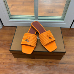 LP RAFFIA CHARMS FLATS SANDAL ORANGE CALFSKIN