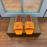 LP RAFFIA CHARMS FLATS SANDAL ORANGE CALFSKIN