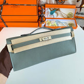 KELLY CUT 31 IN SEAFOAM GREEN CALFSKIN WITH SILVER HARDWARE