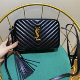 LOU 23 CAMERA BAG IN BLACK/ GOLD QUILTED LEATHER