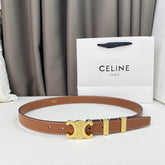 Medium Triomphe Belt 25mm Tan Calfskin Gold Loop Ghw