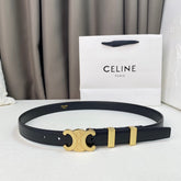 Medium Triomphe Belt 25mm Black Calfskin Gold Loop Ghw