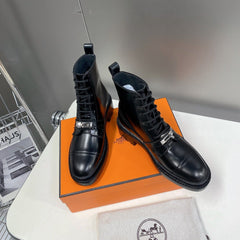 HM 25S FUNK ANKLE BOOT IN BLACK LAMBSKIN WITH SILVER HARDWARE