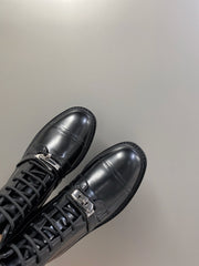 HM 25S FUNK ANKLE BOOT IN BLACK LAMBSKIN WITH SILVER HARDWARE