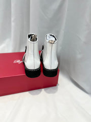 VIV' RANGERS CHELSEA BOOTIES IN WHITE CALFSKIN CRYSTAL BUCKLE