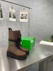 LUG LACE-UP BOOT IN CHOCOLATE BROWN CALFSKIN 7 CM