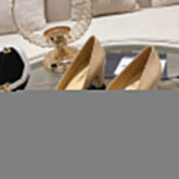 cc pump 6.5 beige black lambskin