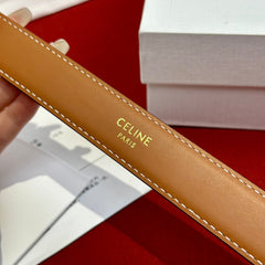 TRIOMPHE BELT 25MM REVERSIBLE IN WHITE LOGO-PRINT AND BROWN CALFSKIN WITH GOLD BUCKLE