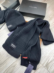 SET SCARF AND HAT IN BLACK WOOL AND RABBIT FUR 388994