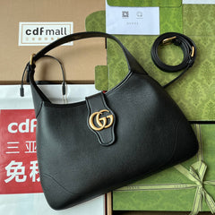 GG HORSEBIT SHOULDER BAG 39 IN BLACK CALFSKIN GOLD HARDWARE