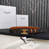 CL TRIOMPHE 25 MM BELT IN MONOGRAM BROWN CALFSKIN GOLD HARDWARE