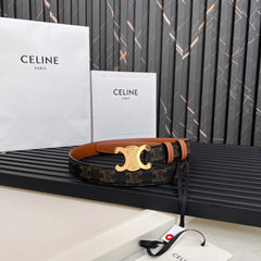 CL TRIOMPHE 25 MM BELT IN MONOGRAM BROWN CALFSKIN GOLD HARDWARE
