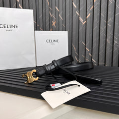 CL TRIOMPHE 25 MM BELT IN BLACK SOLF CALFSKIN GOLD HARDWARE