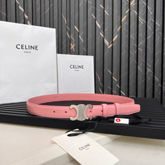 TRIOMPHE 25 MM BELT IN BLUSH PINK CALFSKIN SILVER HARDWARE