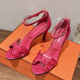 PREMIERE 105 SANDAL IN WATERMELON PINK CROCODILE LEATHER