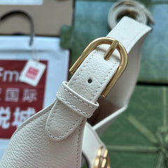 GG HORSEBIT SHOULDER BAG 39 IN WHITE CALFSKIN GOLD HARDWARE