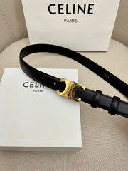 CELINE 25S TRIOMPHE 25MM BELT IN BLACK CALFSKIN GLOD HARDWARE