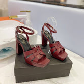 SL TRIBUTE FLATFORM SANDALS BERRY CALFSKIN