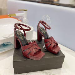 SL TRIBUTE FLATFORM SANDALS BERRY CALFSKIN