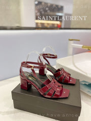 SL TRIBUTE SANDAL GLOSSY BERRY CALFSKIN