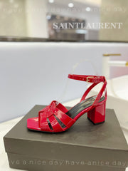 SL TRIBUTE SANDAL GLOSSY RED CALFSKIN