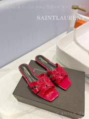SL TRIBUTE SLIPPERS GLOSSY RED CALFSKIN