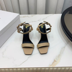 BALMAIN 25S HIGH HEELS WITH B METAL DETAIL 95MM IN LIGHT BROWN CALFSKIN