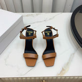 BALMAIN 25S HIGH HEELS WITH B METAL DETAIL 95MM IN CARAMEL CALFSKIN