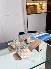 PRA EMBROIDERED SLIDES 65 BEIGE FABRIC