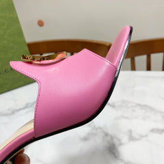 GG WEDGE SLIDES 110 IN BLUE FABRIC WITH GOLD HARDWARE