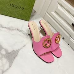 GG HIGH HEELS BLONDIE 75 IN PINK LAMBSKIN WITH GOLD HARDWARE