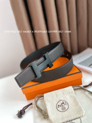 HM CONSTANCE BELT BUCKLE & REVERSIBLE CHOCOLATE BROWN AND BLACK LEATHER STRAP 38MM