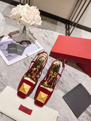 ONE STUD RUBY RED PATENT LEATHER LACE-UP HIGH HEELS 85 MM