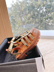 LYMPIA GLADIATOR SANDAL IN GOLD METALLIC CALFSKIN