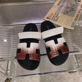 CHYPRE SANDAL OMBRE WHITE BROWN CALFSKIN