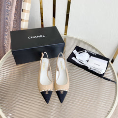 CC SLINGBACK 25S 30 MM IN BEIGE LAMBSKIN WITH SILVER HARDWARE