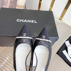 CC SLINGBACK 25S 30 MM IN BLACK LAMBSKIN WITH SILVER HARDWARE