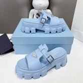MONOLITH SLIPPER SANDALS IN SKY BLUE RUBBER