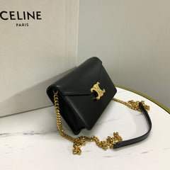WALLET ON CHAIN MARGO 19 IN BLACK SMOOTH CALFSKIN GOLD HARDWARE