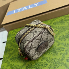 GG SUPERMINI 3 BOX BAG IN BEIGE CANVAS