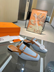 GROUPIE MULE TAWNY MIX SKY LAMBSKIN