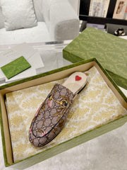 HORSEBIT FLOWER SLIPPER MULE IN DARK BEIGE MONOGRAM JACQUARD FABRIC