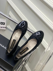 BALLET FLAT GLOSSY BLACK LAMBSKIN