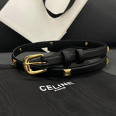 CL SMALL 18 MM TRIOMPHE BELT IN TAURILLON BLACK LEATHER GOLD HARDWARE