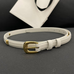 CL SMALL 18 MM TRIOMPHE BELT IN TAURILLON WHITE LEATHER GOLD HARDWARE