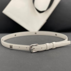 CL SMALL 18 MM TRIOMPHE BELT IN TAURILLON WHITE LEATHER SILVER HARDWARE