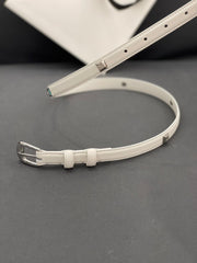 CL SMALL 18 MM TRIOMPHE BELT IN TAURILLON WHITE LEATHER SILVER HARDWARE