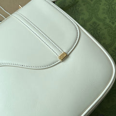 EQUESTRIAN STYLE SHOULDER BAG 21 IN WHITE CALFSKIN GOLD HARDWARE