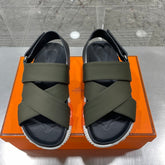 ELECTRIC SANDAL BLACK MIX DARK ARMY CALFSKIN